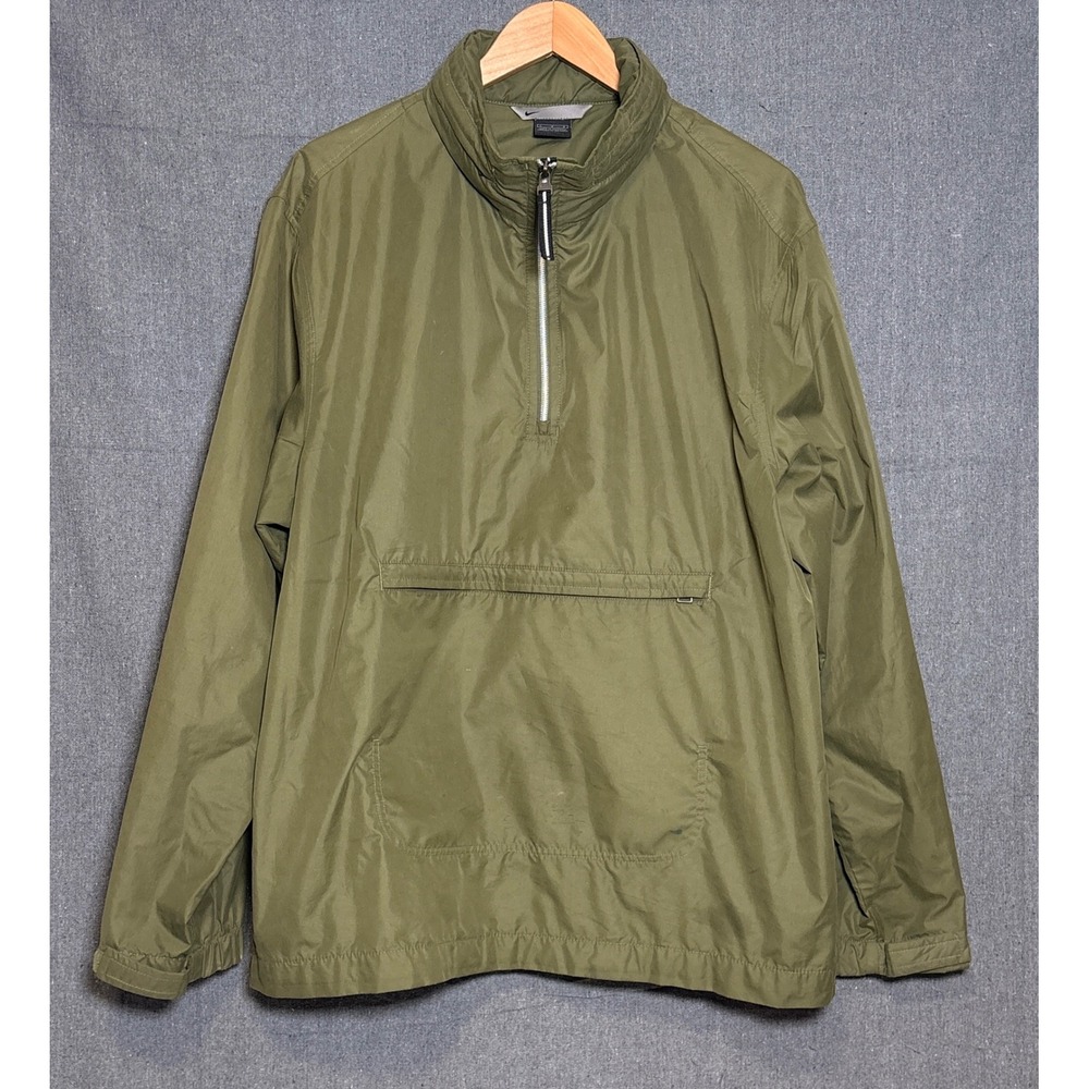 Vintage Y2K Nike Mens Hooded Green Quarter Zip Windbreaker Pullover Jacket Large